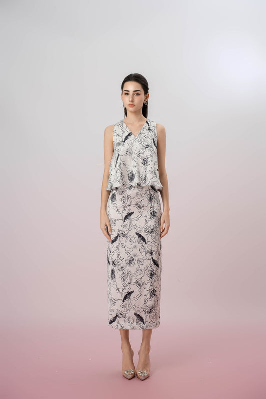 Jacalynn Black Print In White Top - Nimisski