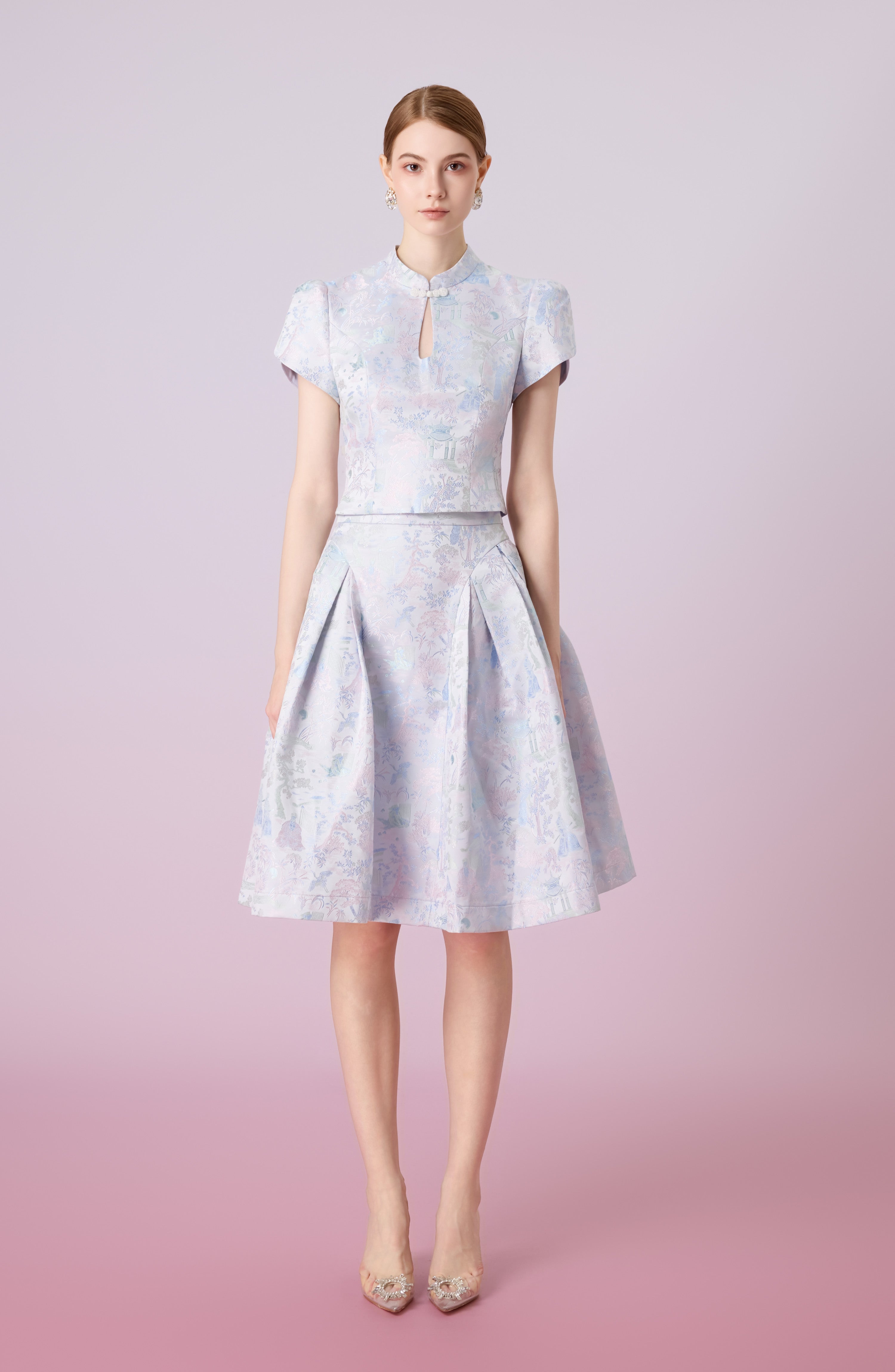 Josette Purple Puffy Sleeve Cheongsam Top