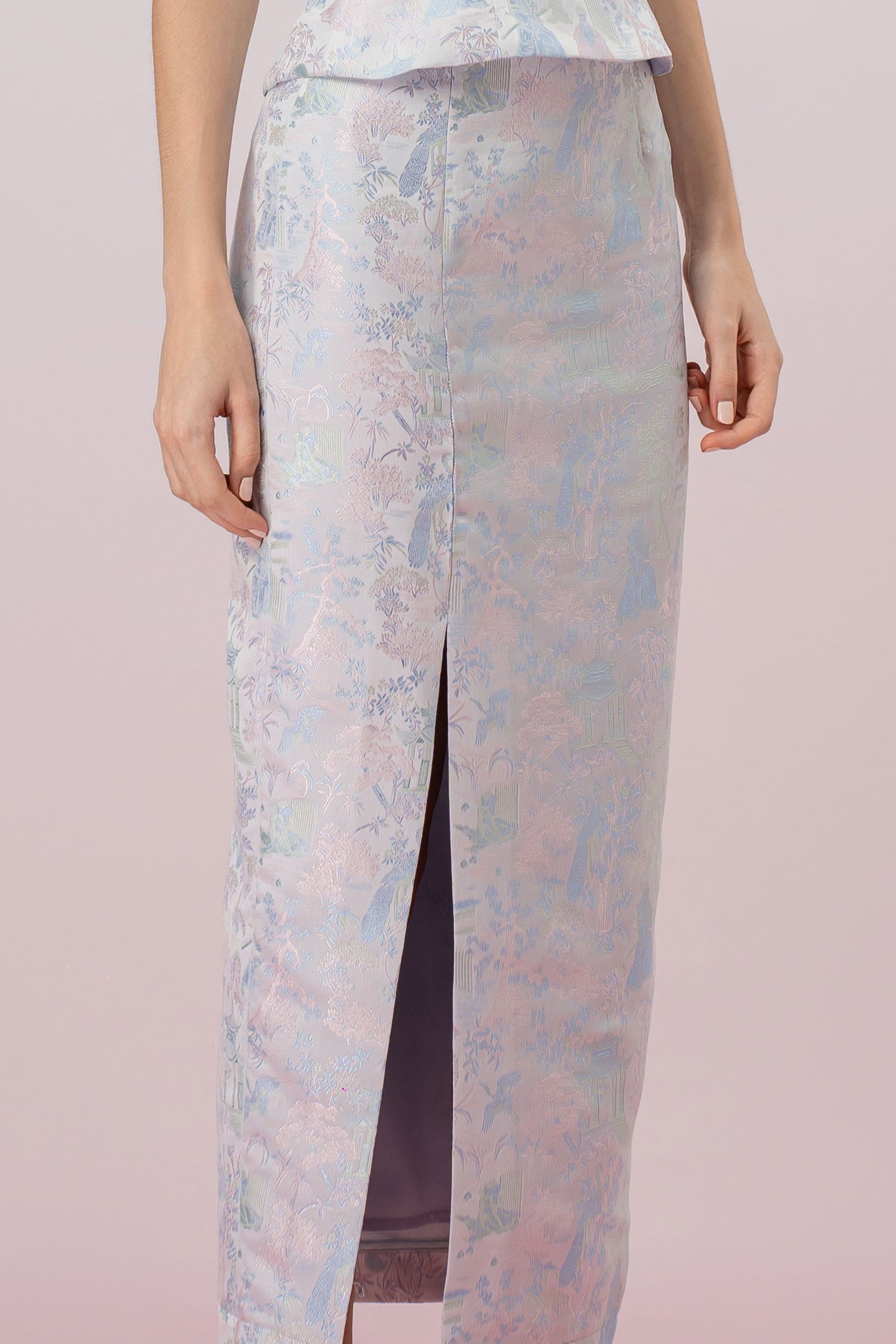 Jineeva Blue Side Split Midi Skirt