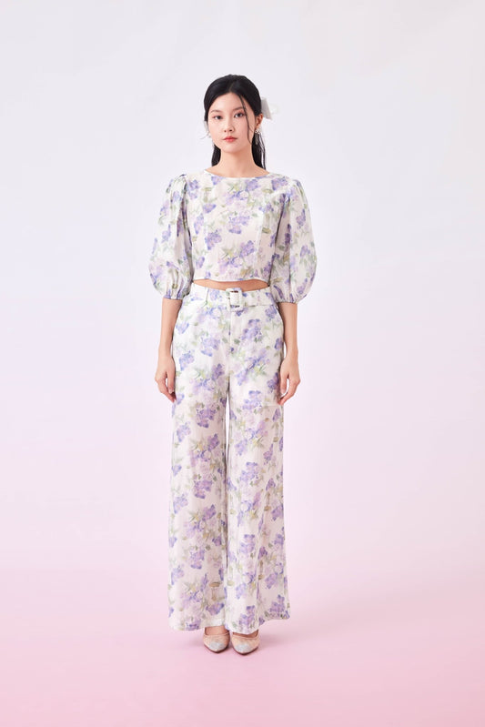 Gracey Purple Floral Prints Top - Nimisski