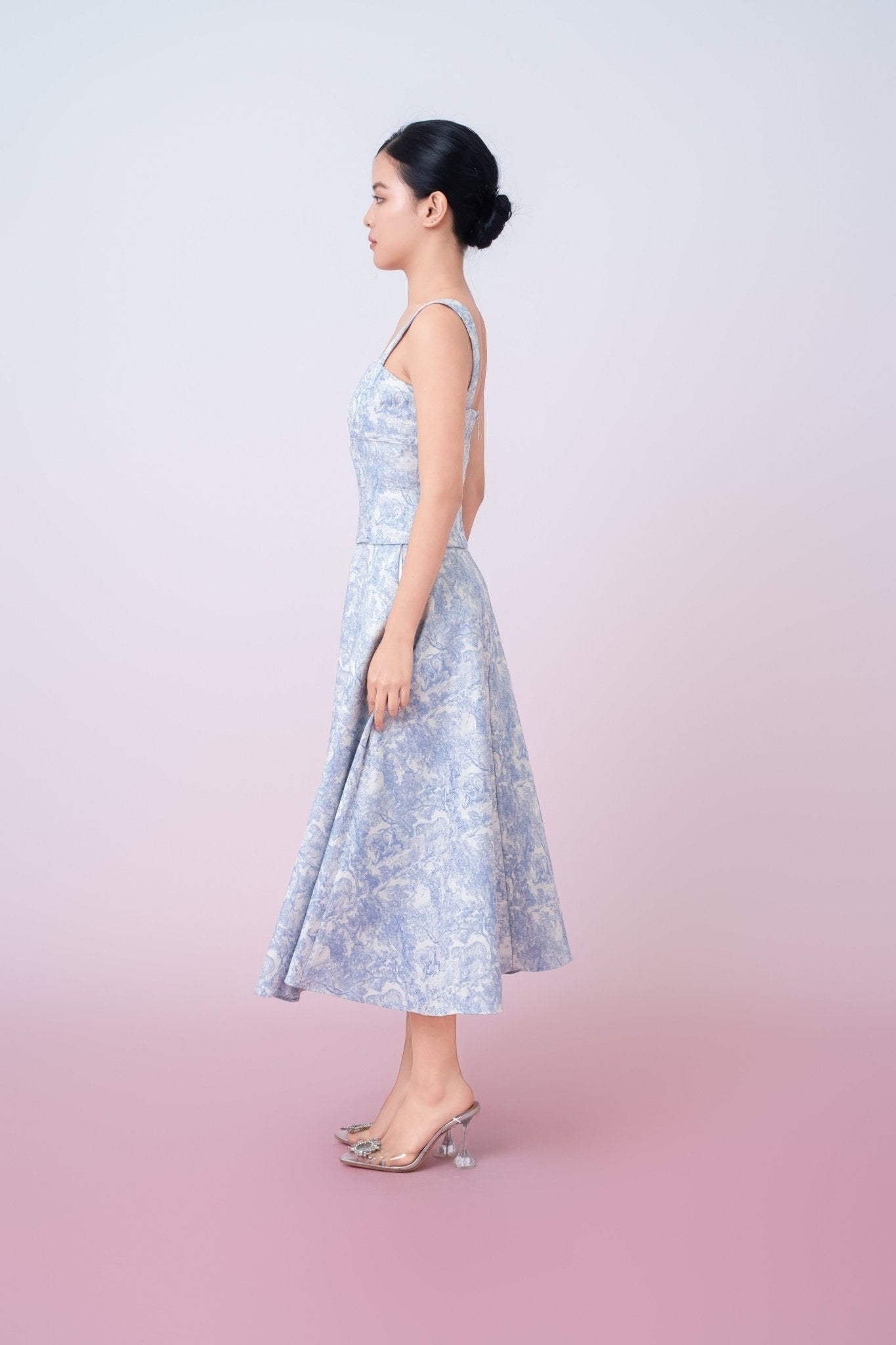 Giuseppina Blue Animal Print In White A - Line Skirt - Nimisski