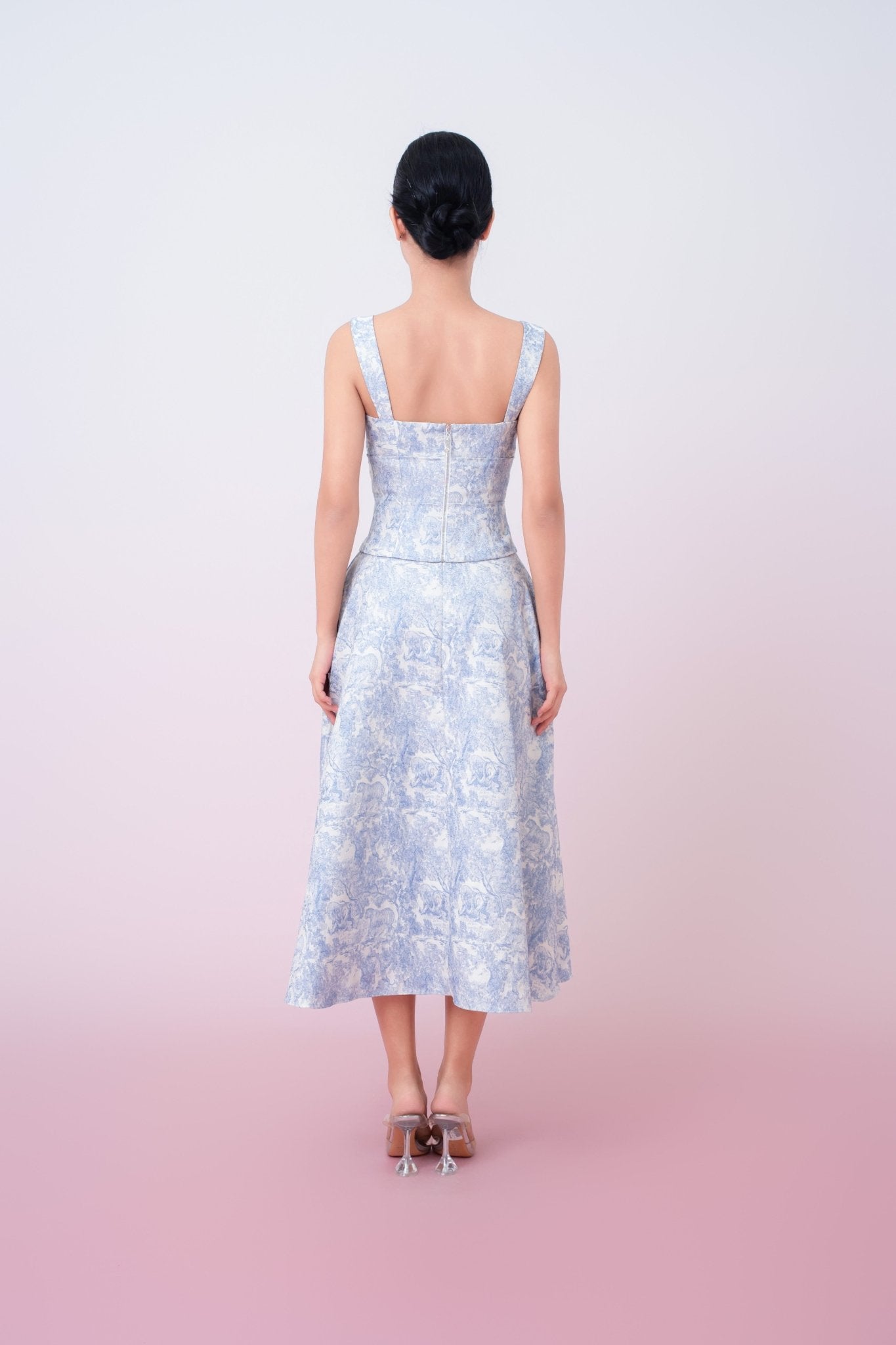 Giuseppina Blue Animal Print In White A - Line Skirt - Nimisski