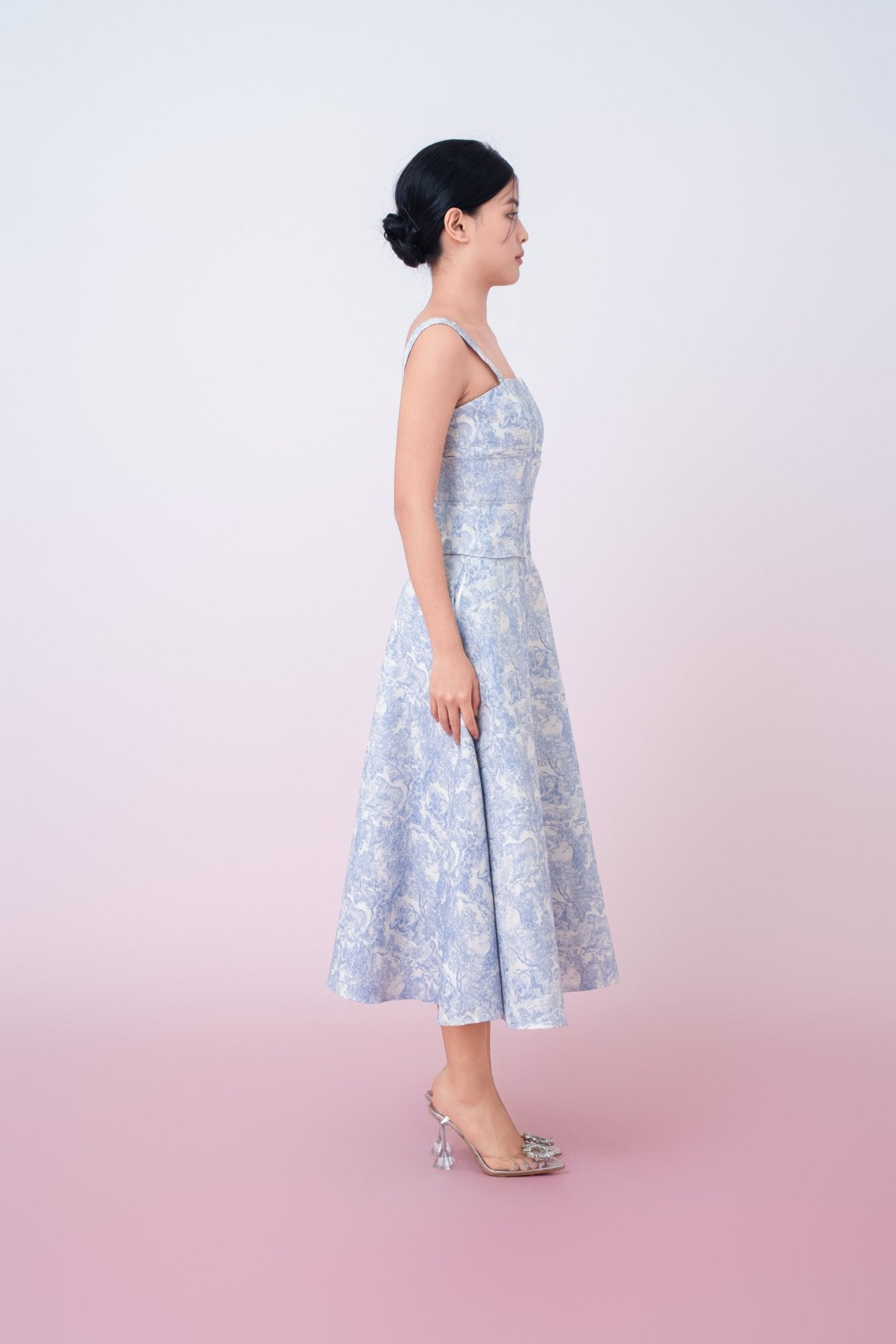 Giuseppina Blue Animal Print In White A - Line Skirt - Nimisski