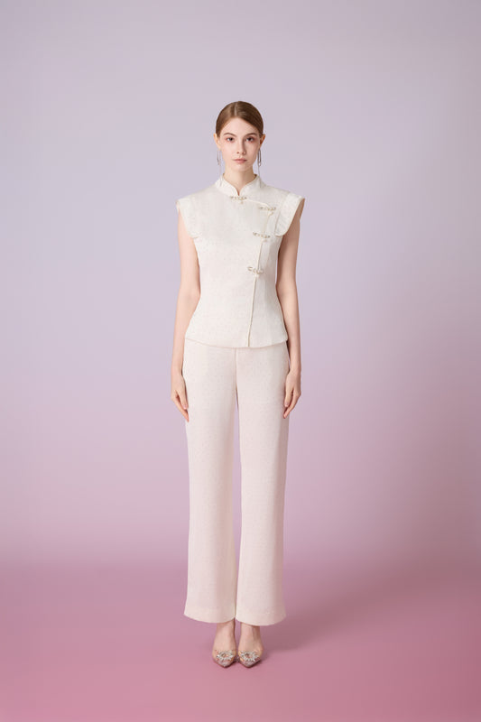 Galathea Cream Twinkle Cheongsam Sleeveless Top