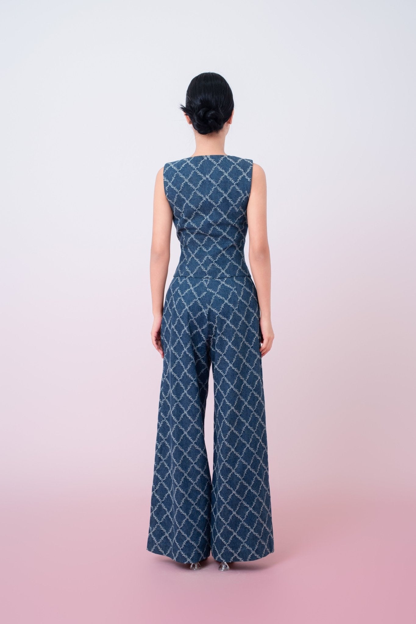 Jenneva Dark Blue Denim Wide Leg Pants - Nimisski