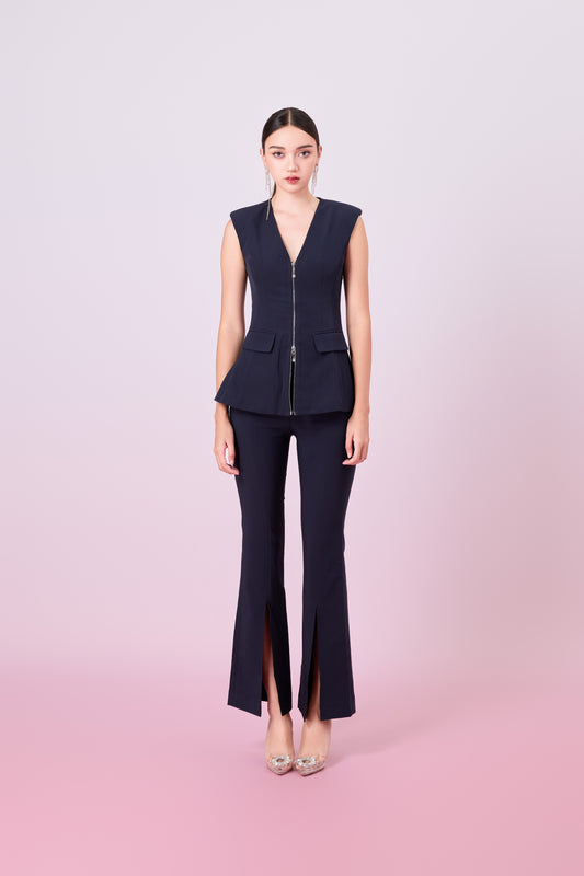 Geiliyah Navy Front Zipper Vest
