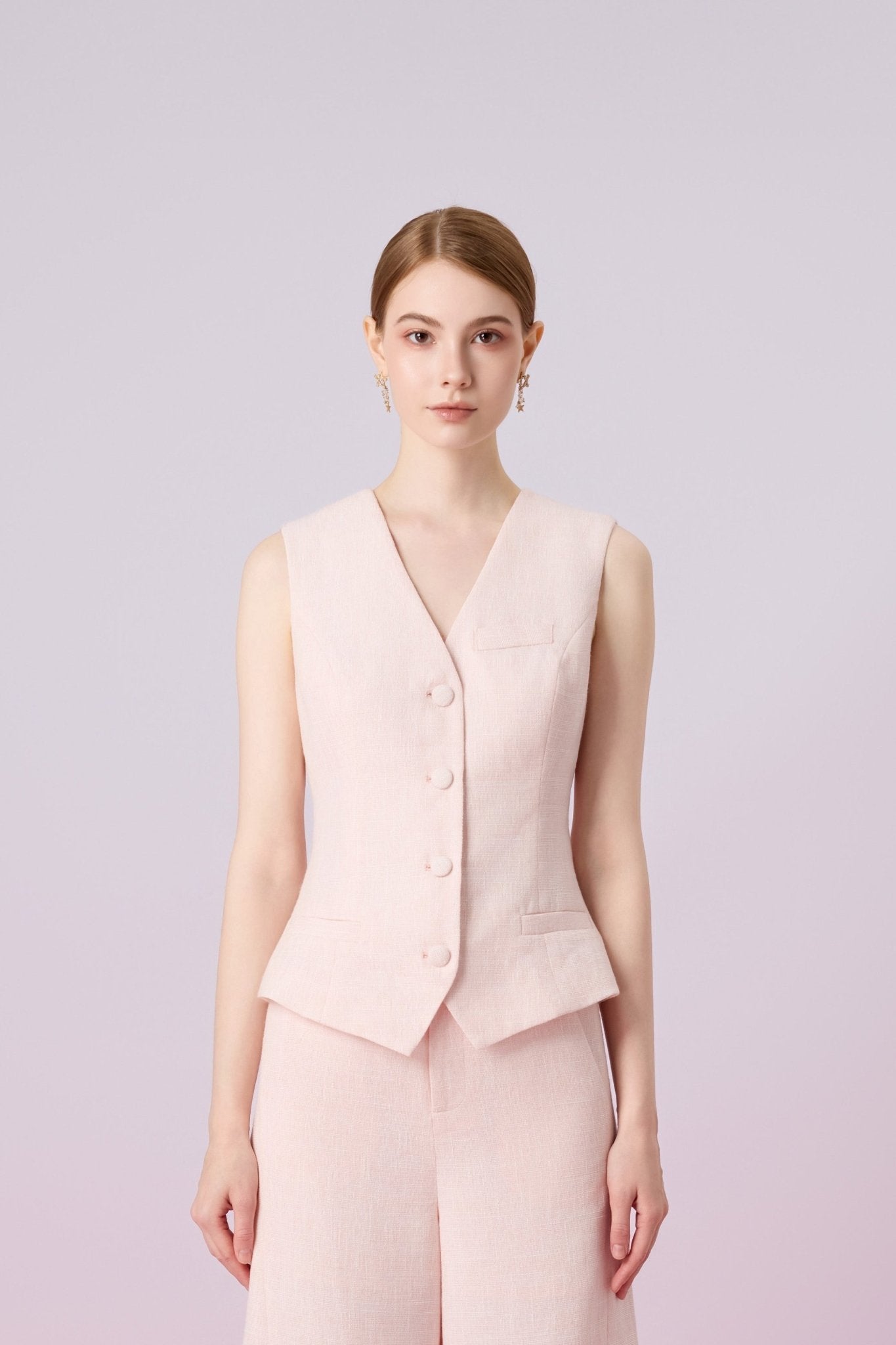 Jessamine Brush Pink Button - Up Vest - Nimisski