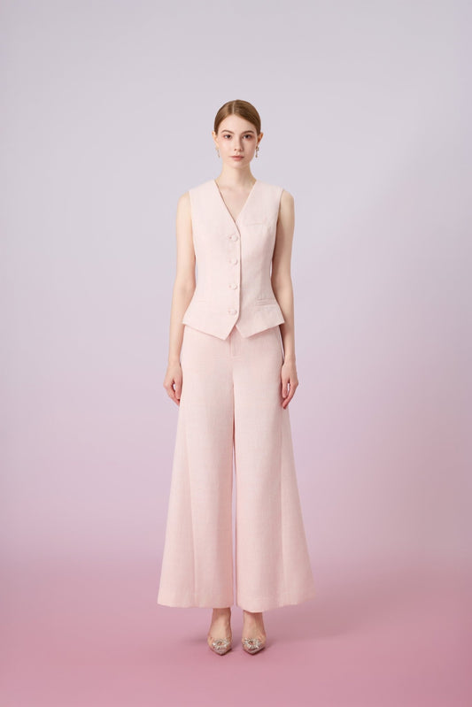 Jessamine Brush Pink Button - Up Vest - Nimisski