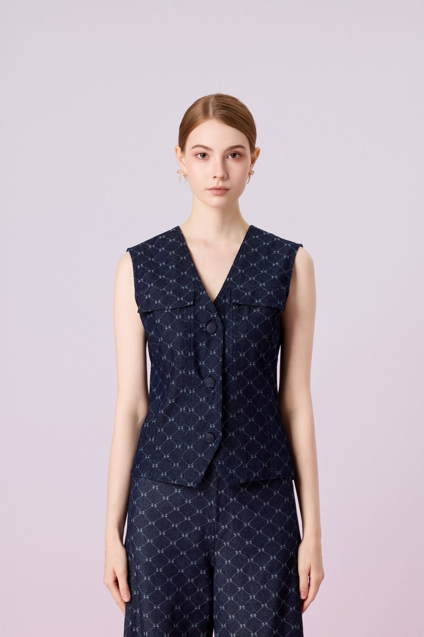 Jacqualyn Dark Blue Denim Vest - Nimisski