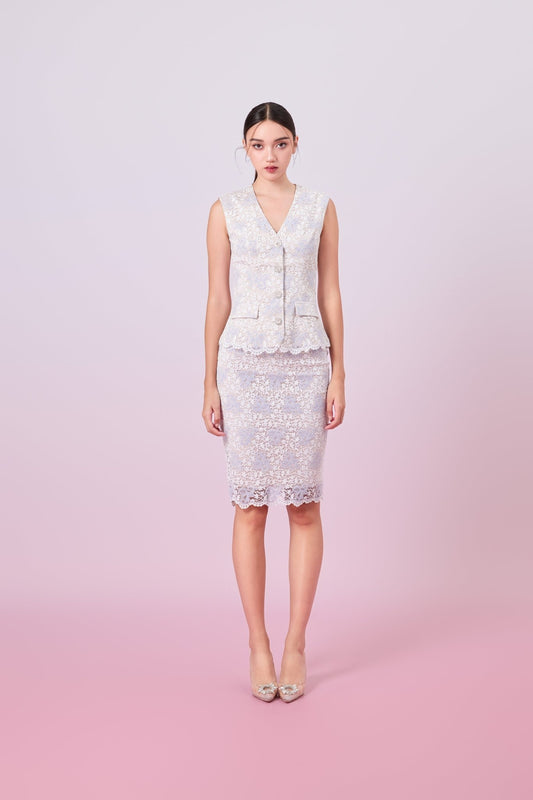 Jacquelean White Purple Lace Vest Top - Nimisski