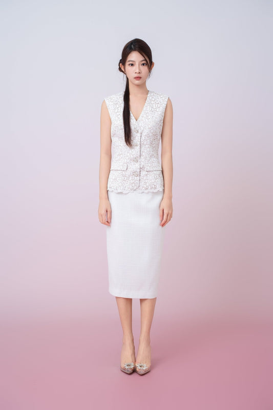 Jacquelean White Lace Vest Top - Nimisski