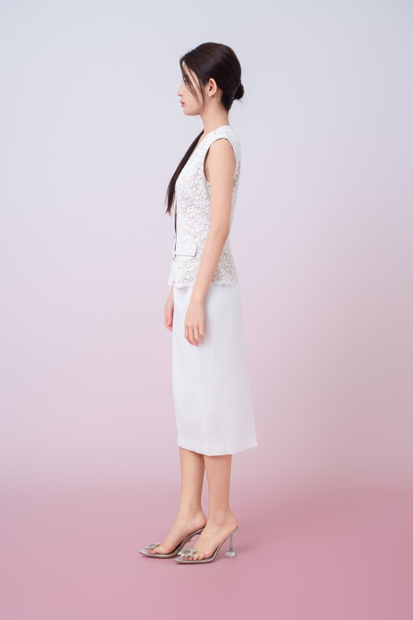 Jacquelean White Lace Vest Top - Nimisski