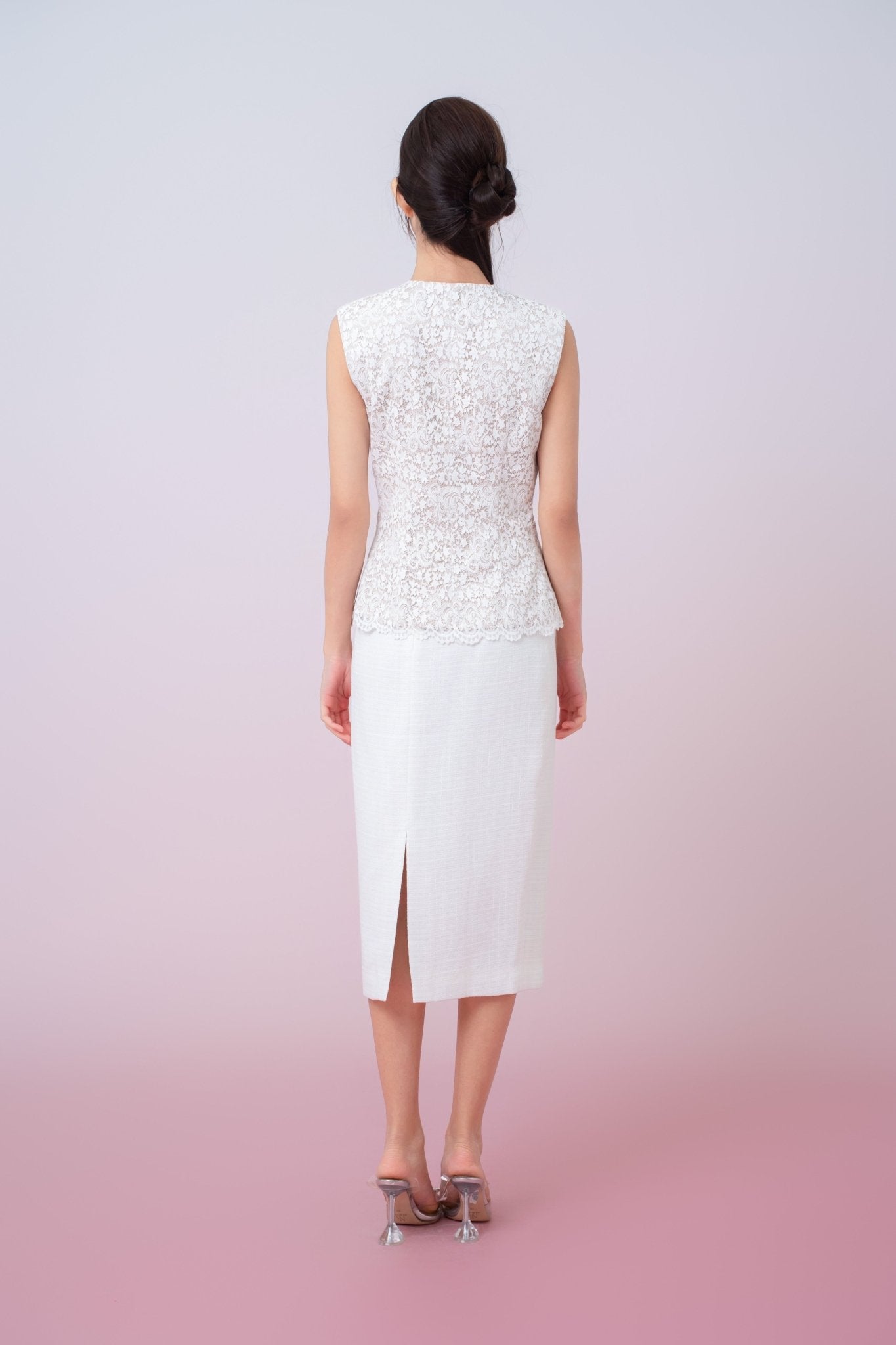Jacquelean White Lace Vest Top - Nimisski