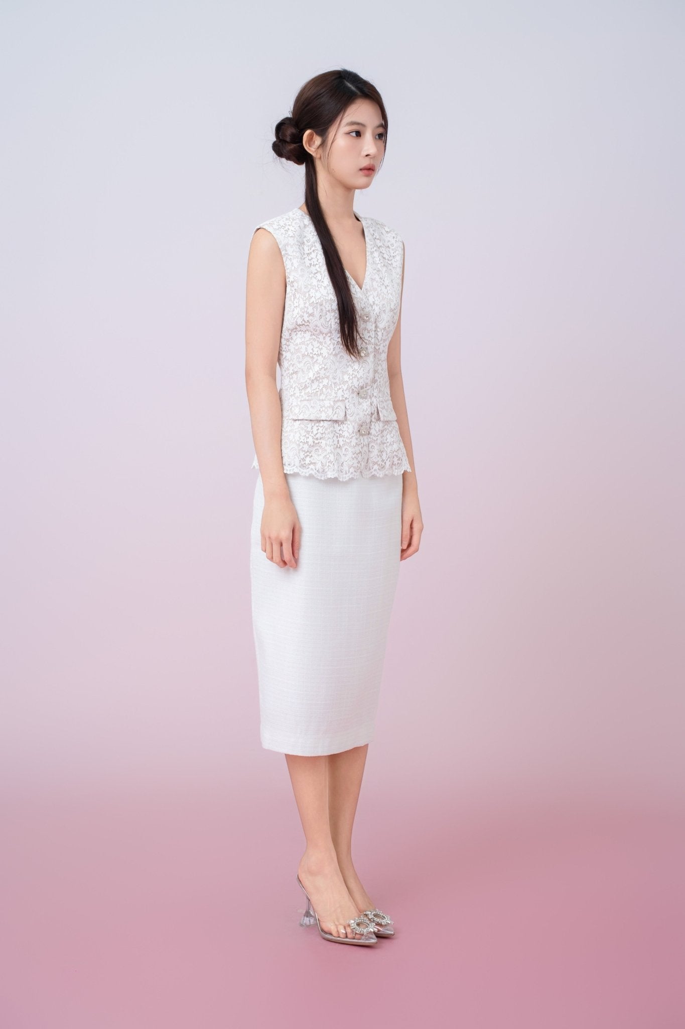 Jacquelean White Lace Vest Top - Nimisski