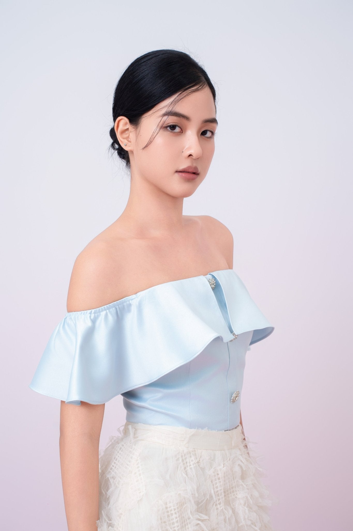 Jacquelina Blue Drop Shoulder Top - Nimisski