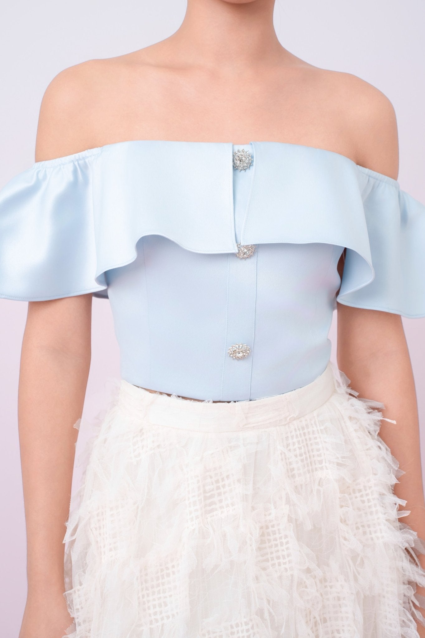 Jacquelina Blue Drop Shoulder Top - Nimisski