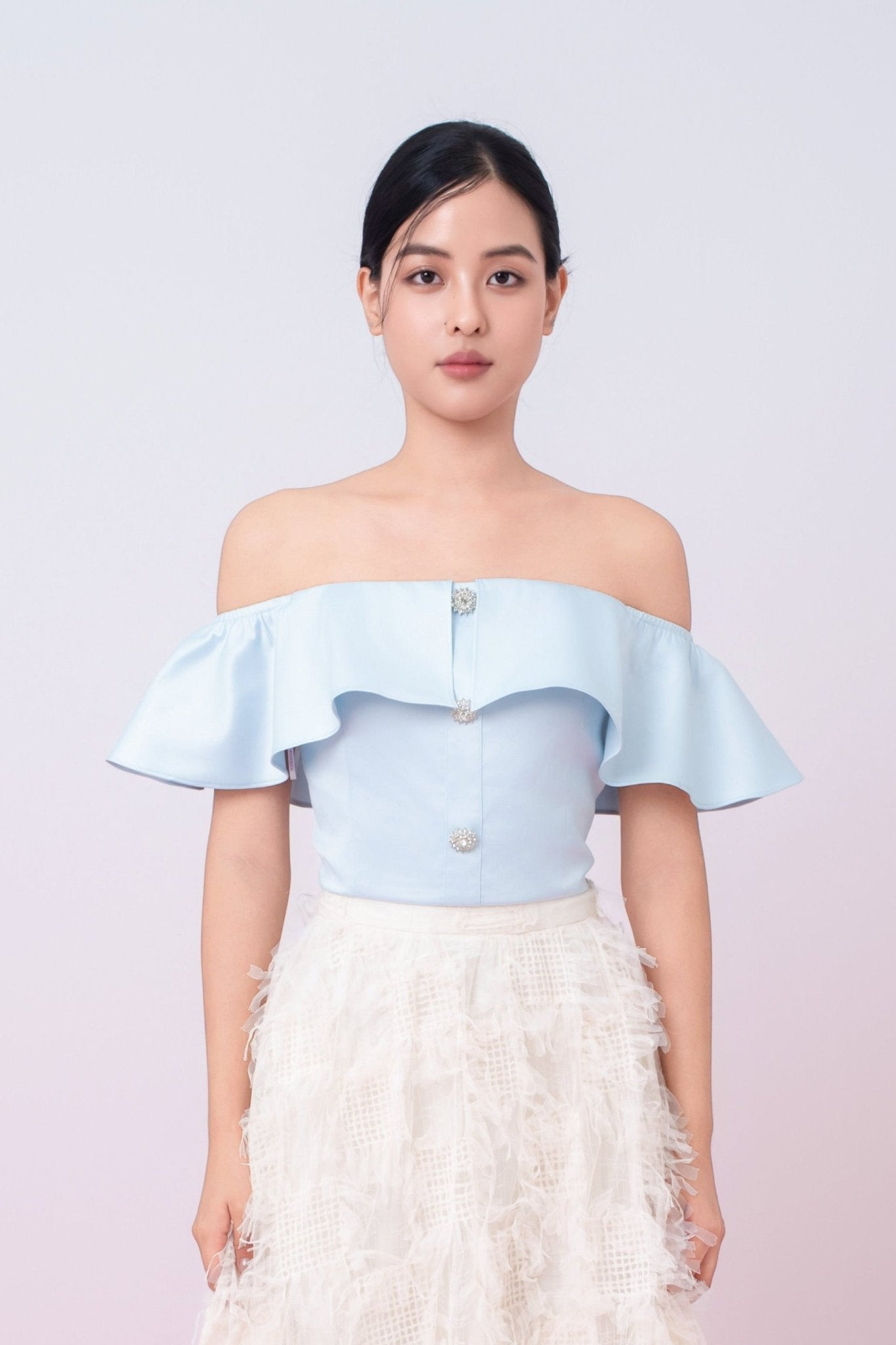 Jacquelina Blue Drop Shoulder Top - Nimisski