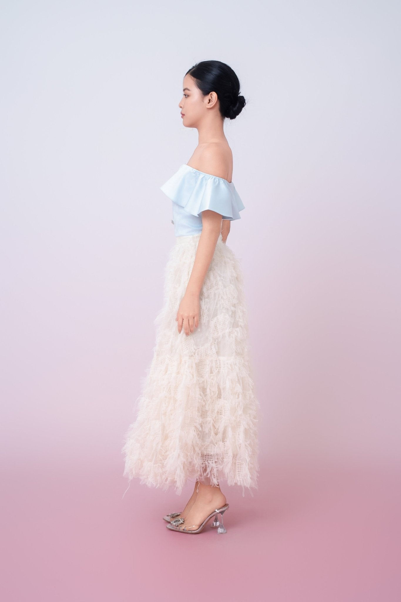 Jacquelina Blue Drop Shoulder Top - Nimisski