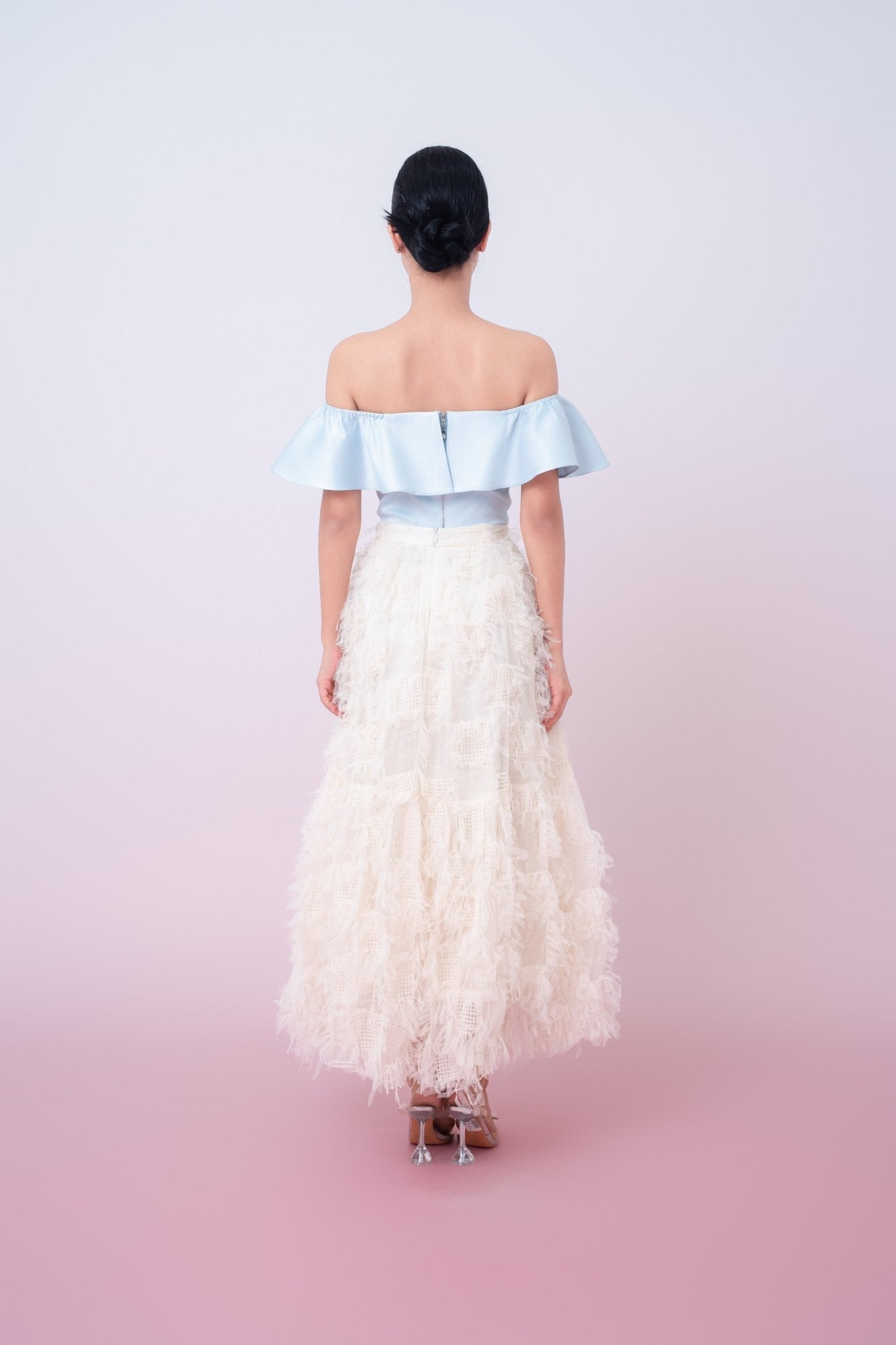 Gertie Cream Fringed Long Skirt - Nimisski