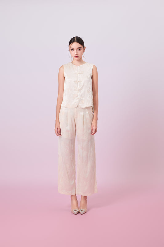 Jacquella Cream Modern Chinese Vest Top