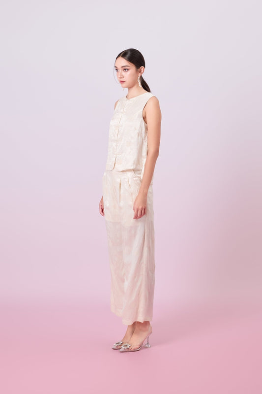 Jacquella Cream Straight Pants - Nimisski