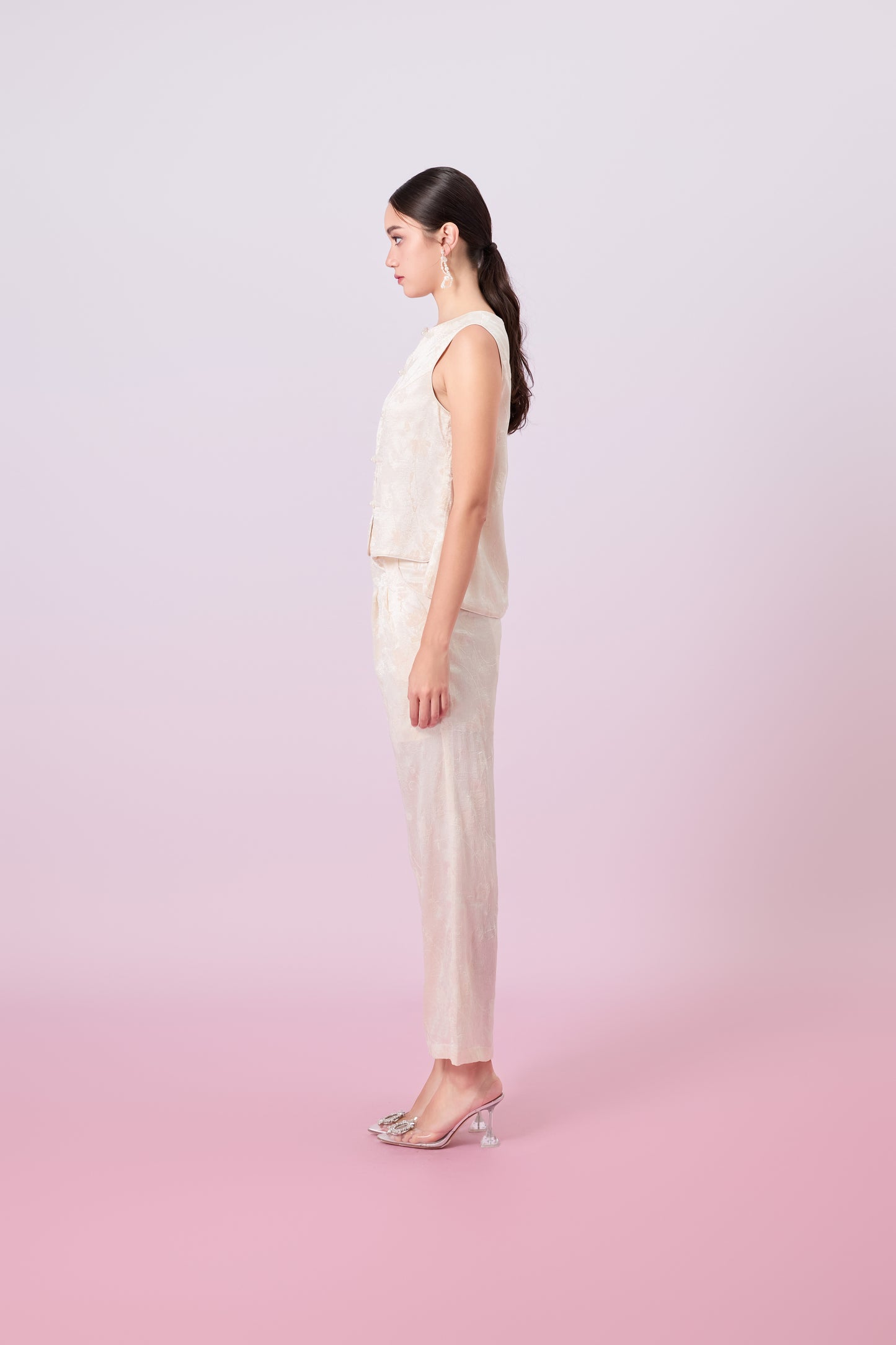 Jacquella Cream Modern Chinese Vest Top