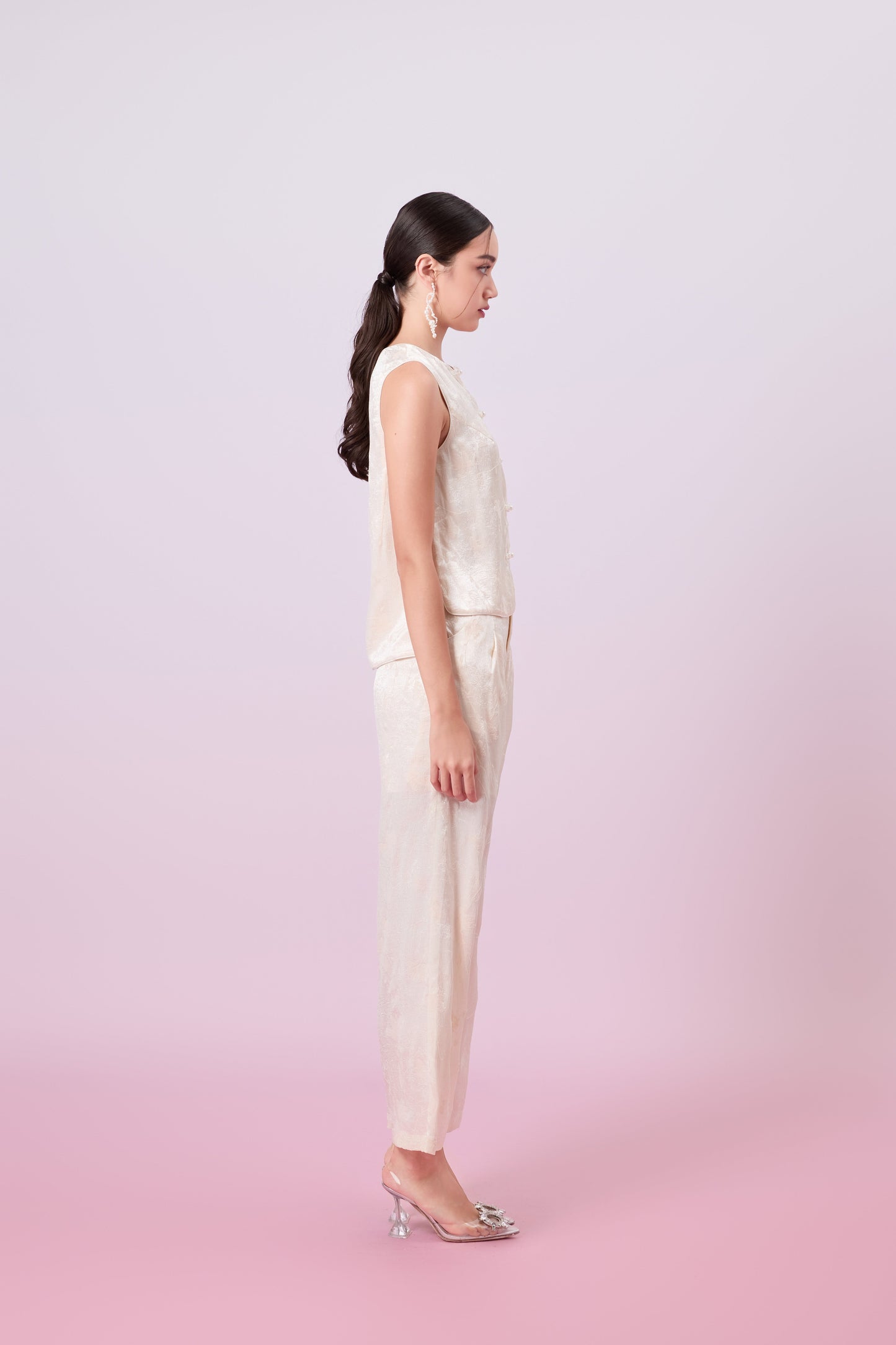 Jacquella Cream Straight Pants