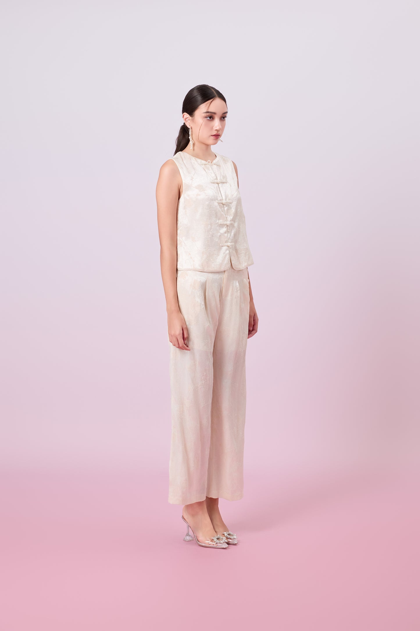 Jacquella Cream Straight Pants