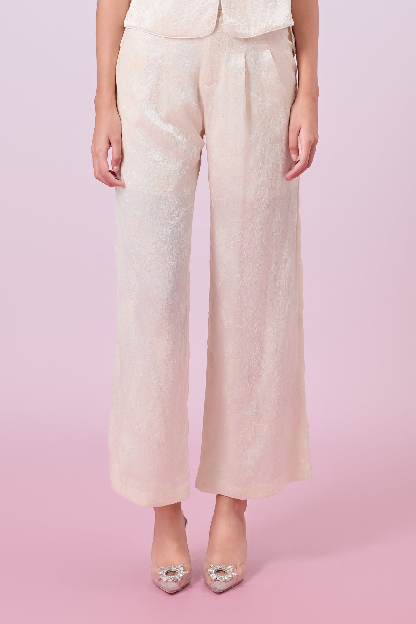 Jacquella Cream Straight Pants
