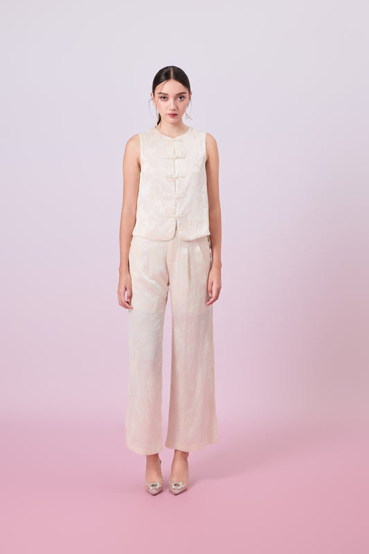 Jacquella Cream Modern Chinese Vest Top