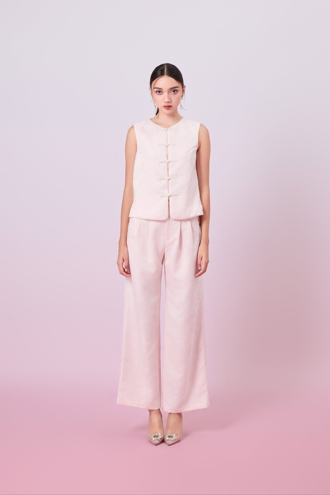 Jacquella Pink Straight Pants - Nimisski