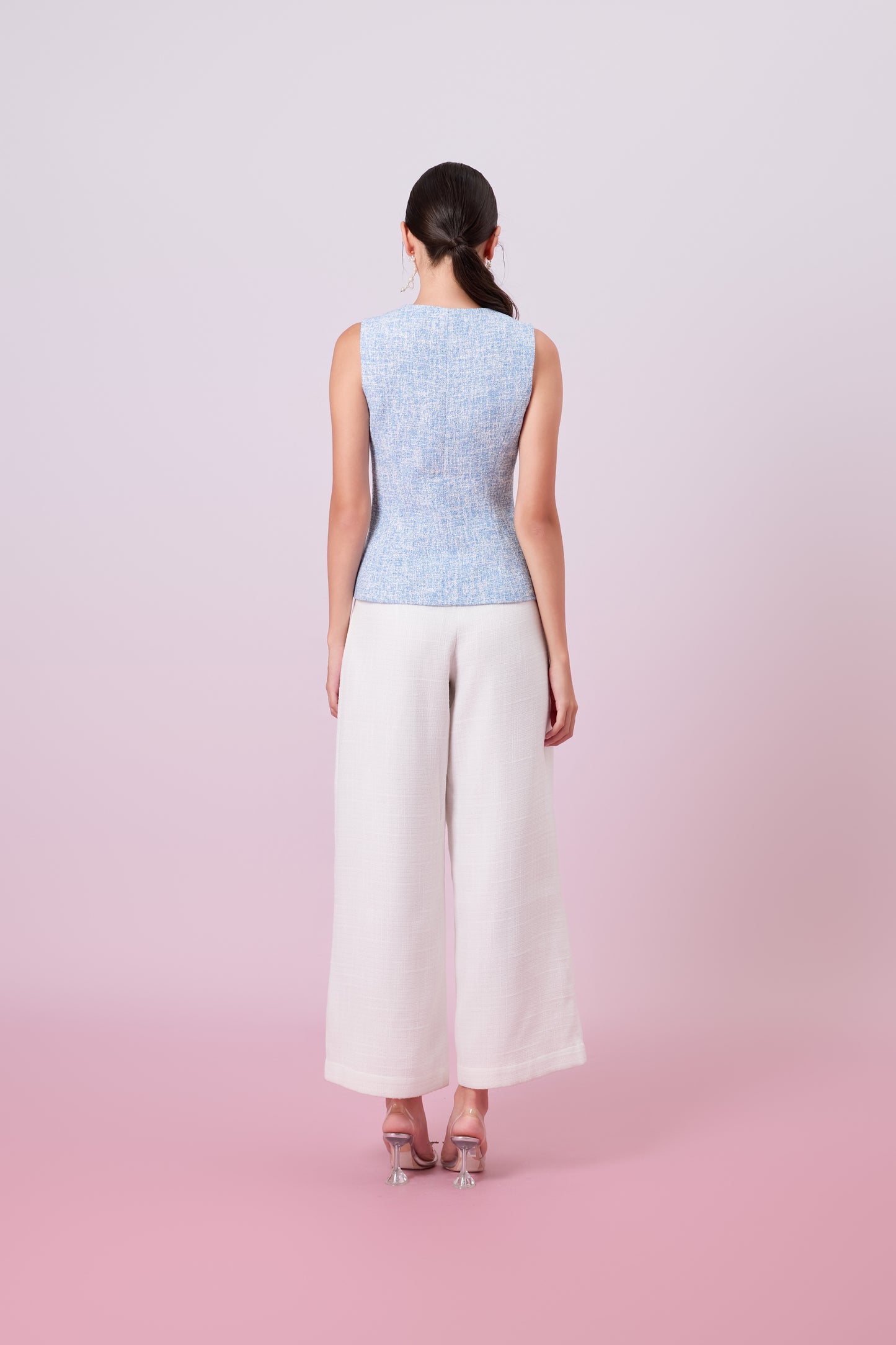 Jaquelyn Blue Tweed Sleeveless Top