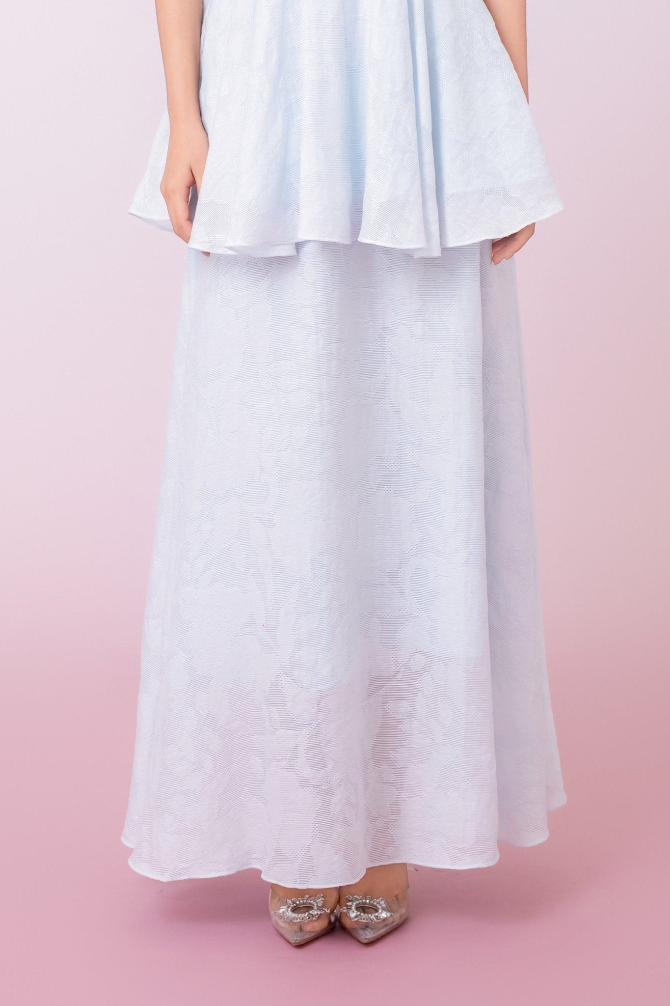 Khloe Blue Jacquard Long Skirt - Nimisski