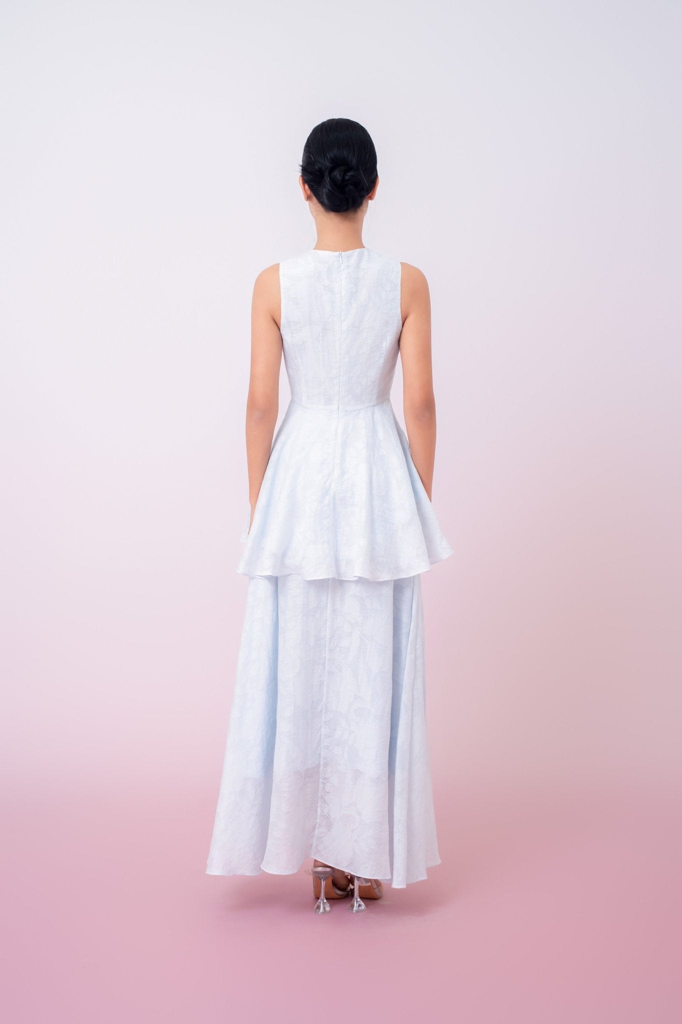 Khloe Blue Jacquard Long Skirt - Nimisski