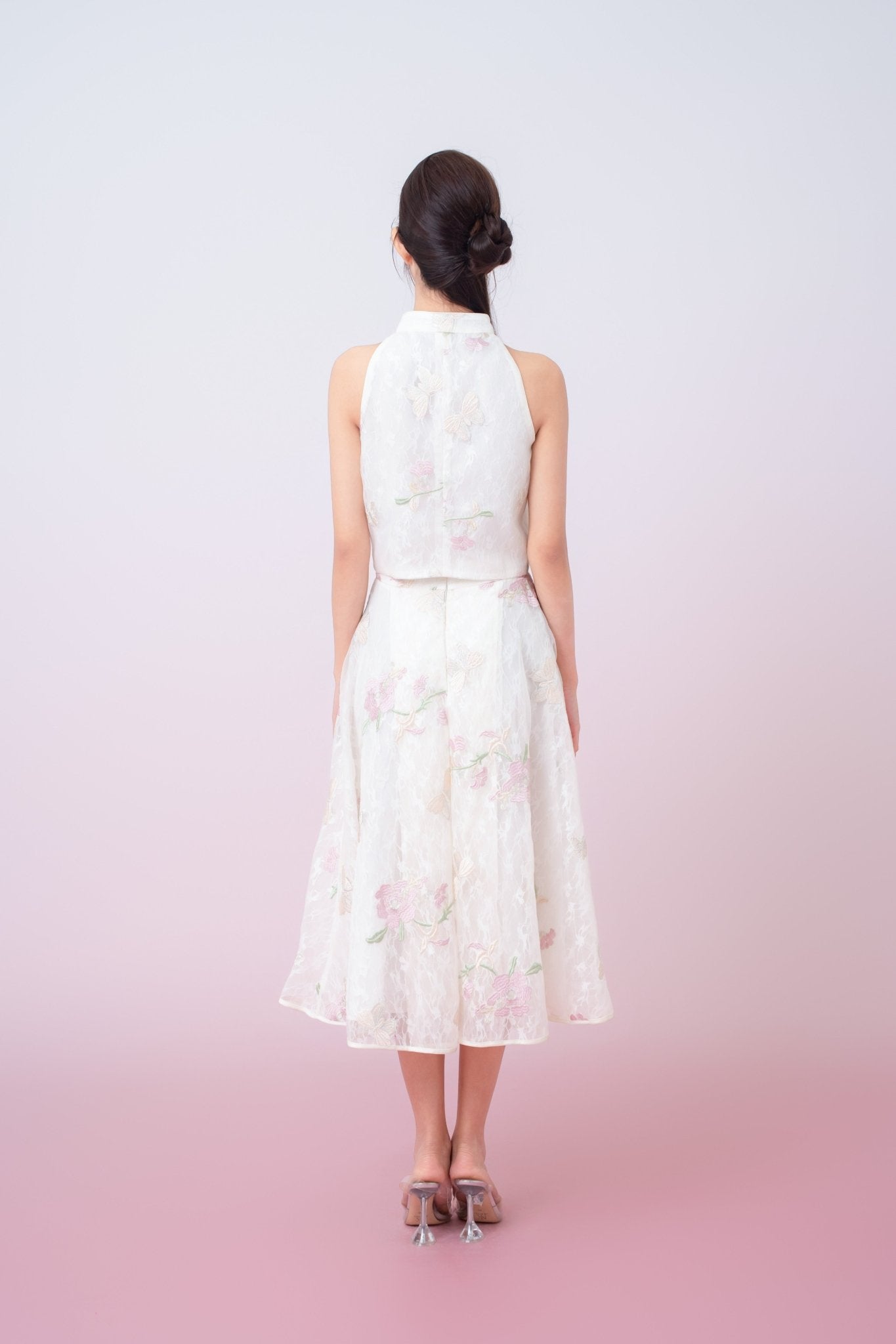 Galiena Ivory Floral Embroidery Cheongsam Top - Nimisski