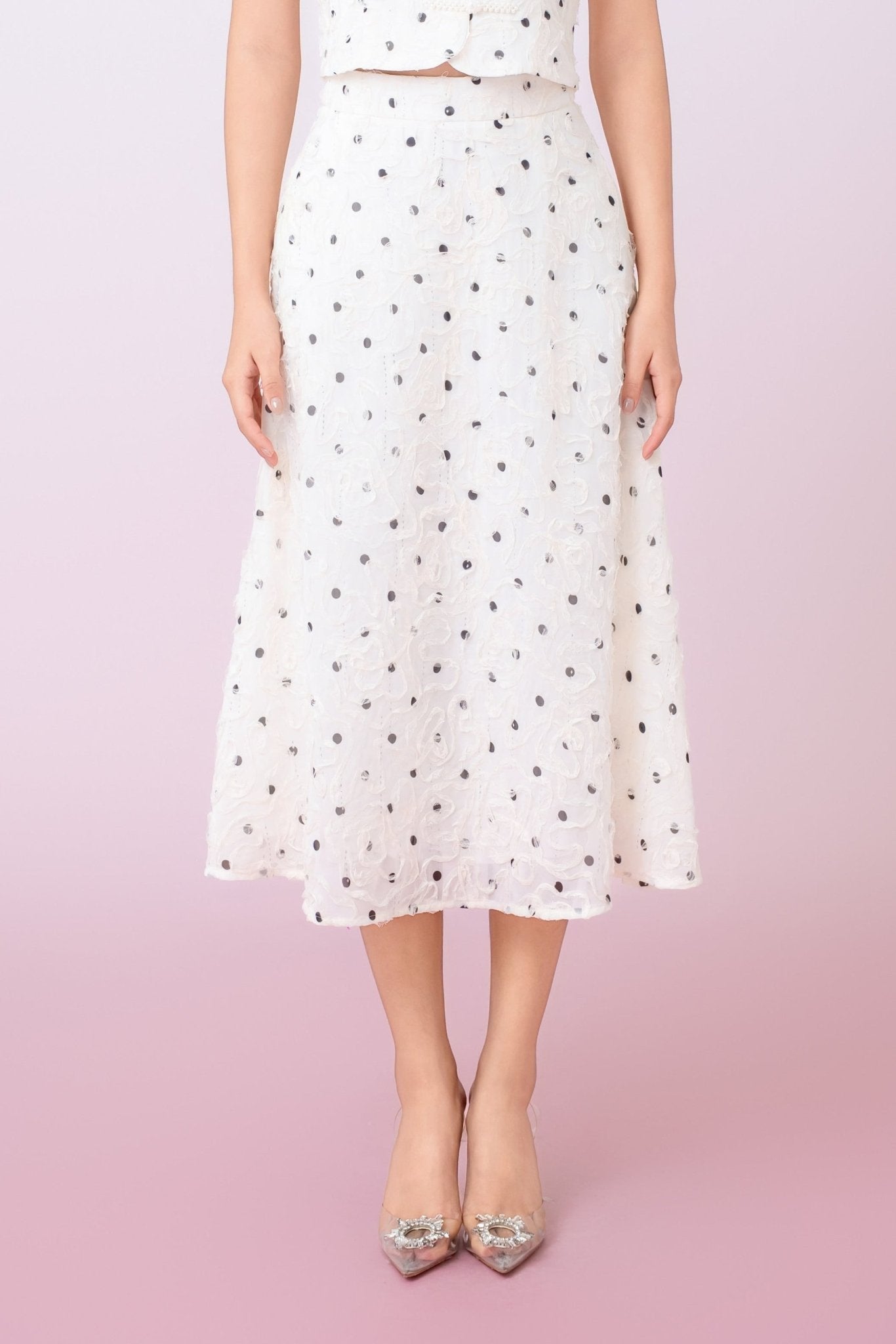 Joellyn White Embroidered A - Line Skirt - Nimisski