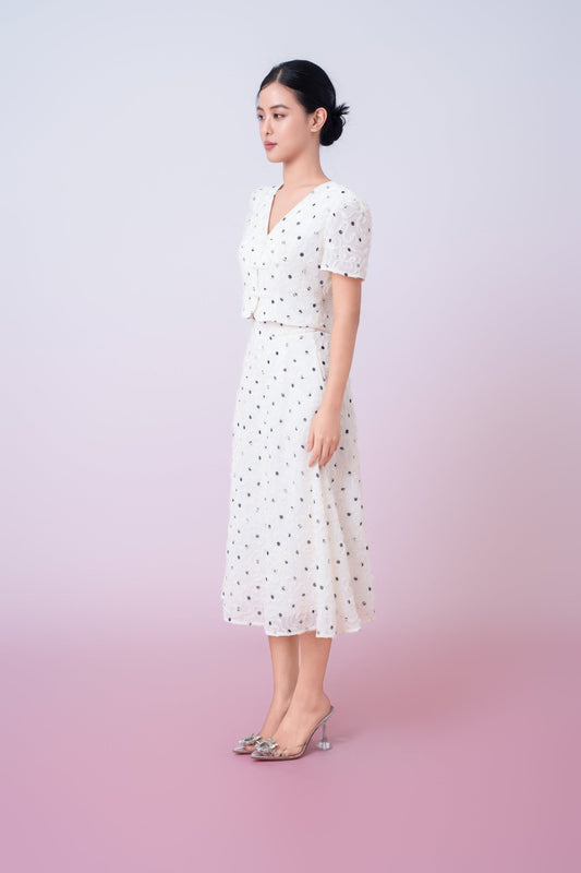 Joellyn White Embroidered A - Line Skirt - Nimisski