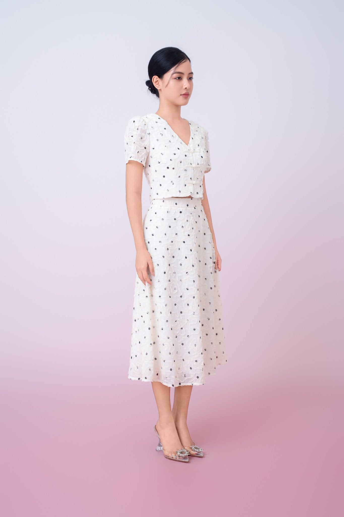 Joellyn White Embroidered A - Line Skirt - Nimisski