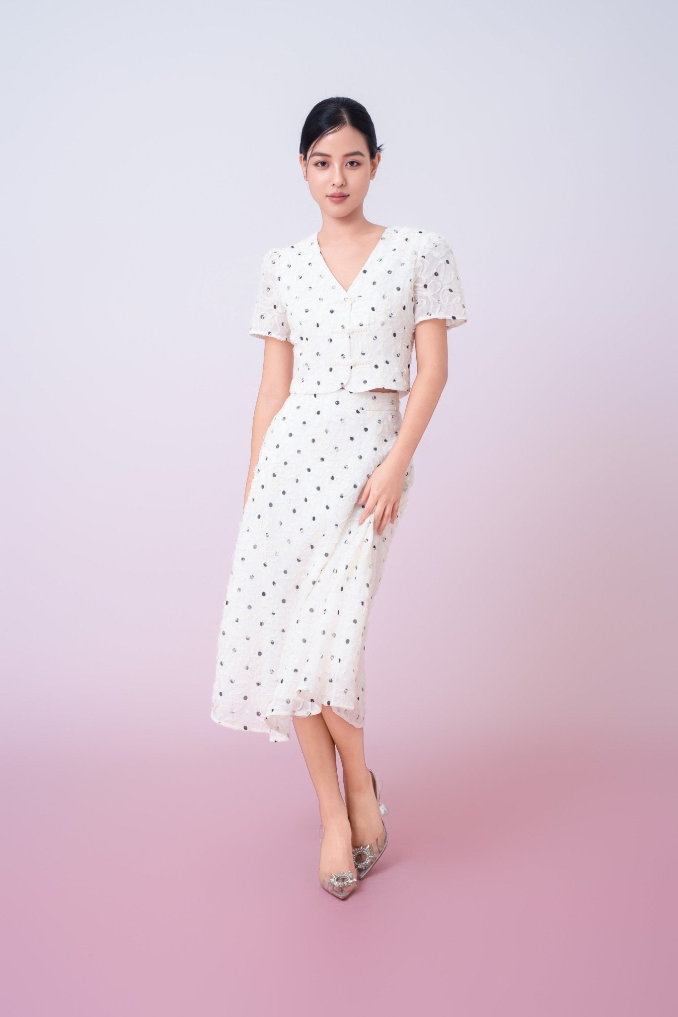 Joellyn White Embroidered A - Line Skirt - Nimisski