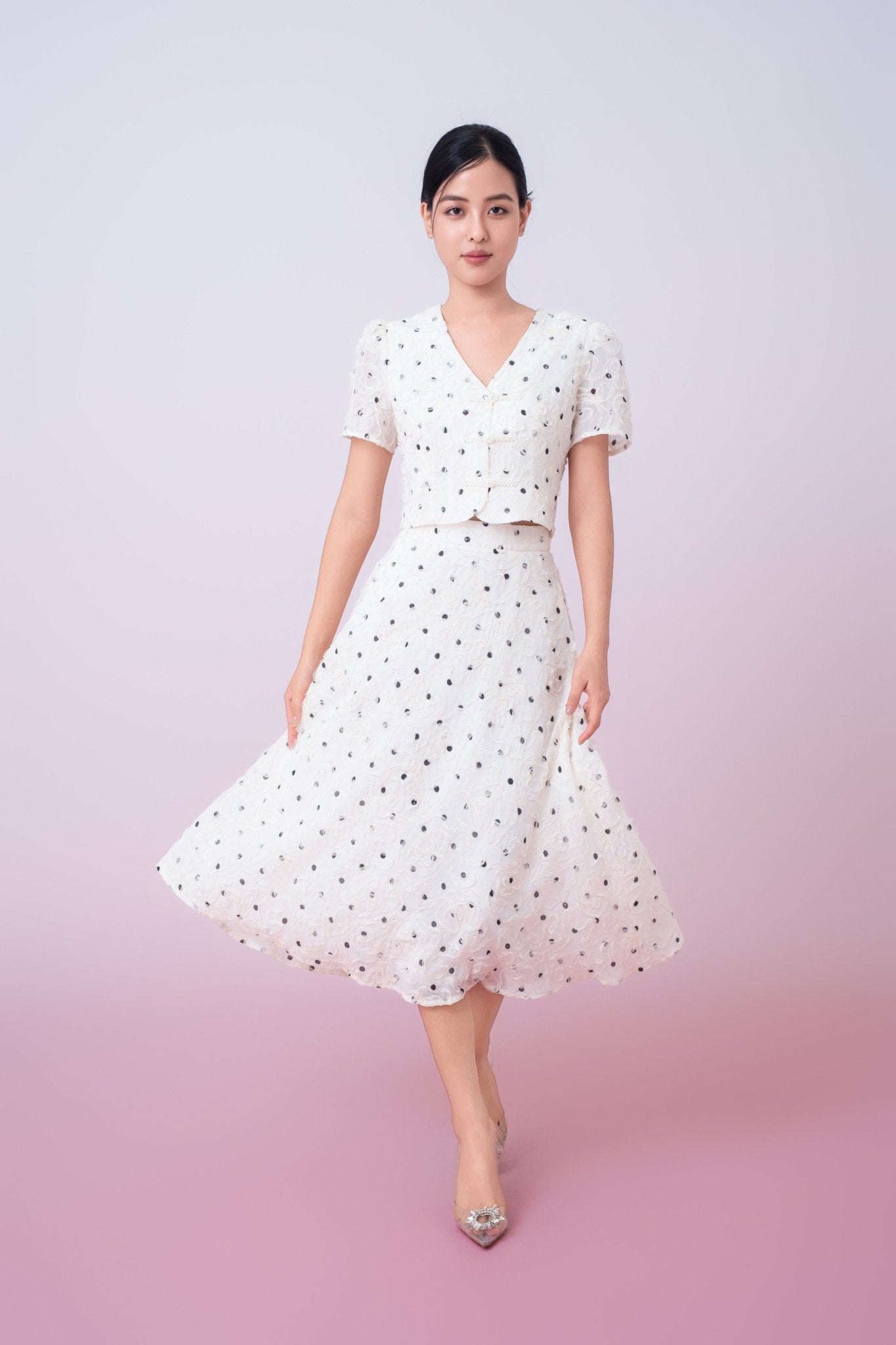 Joellyn White Embroidered A - Line Skirt - Nimisski