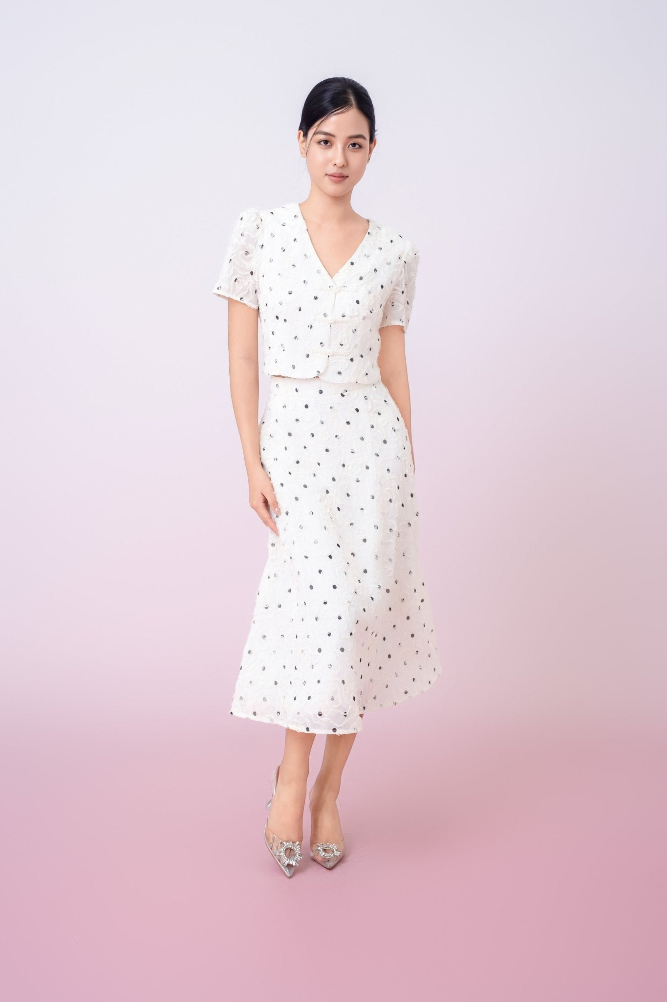 Joellyn White Embroidered A - Line Skirt - Nimisski