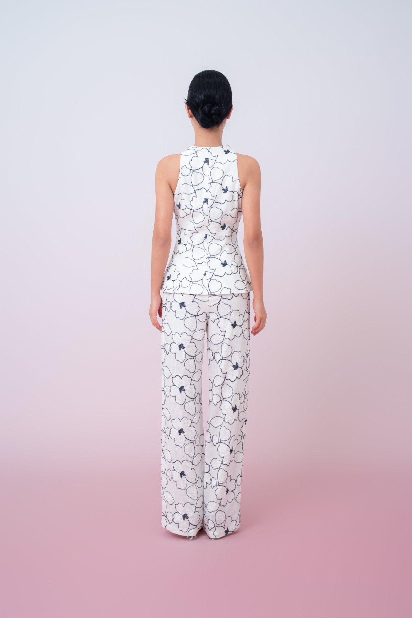 Joley Floral Embroidery In White Vest Top - Nimisski