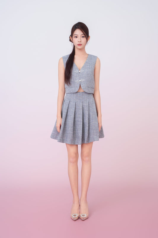 Katalina Grey Tweed V - Neck Vest - Nimisski