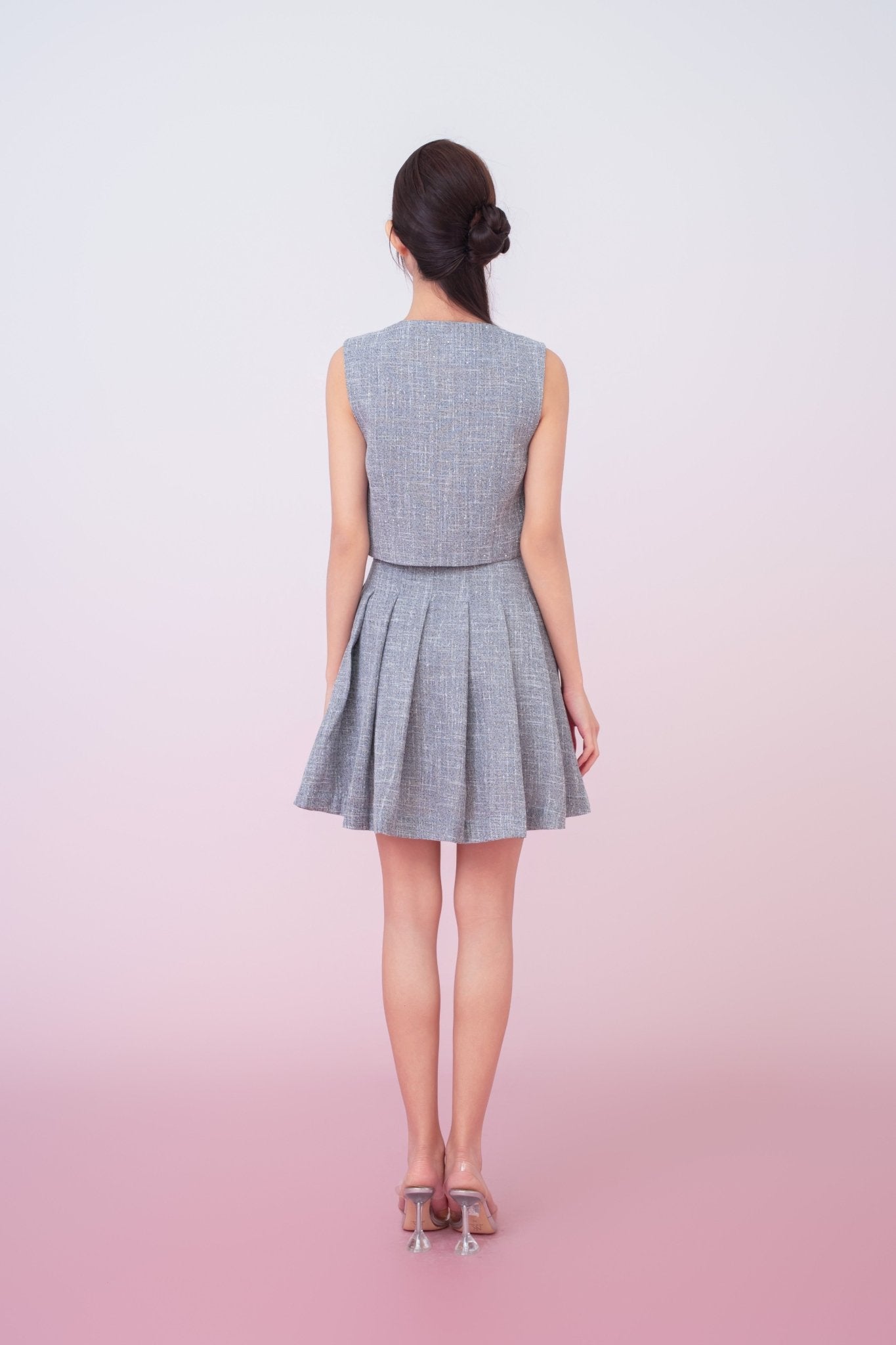 Katalina Grey Tweed V - Neck Vest - Nimisski