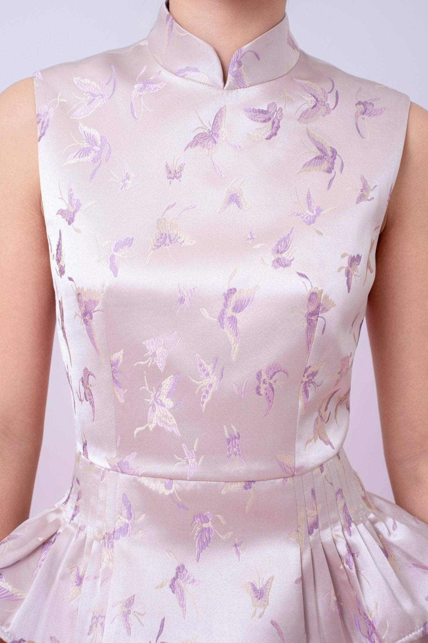 Khalani Pink Butterfly Jacquard Peplum Top - Nimisski