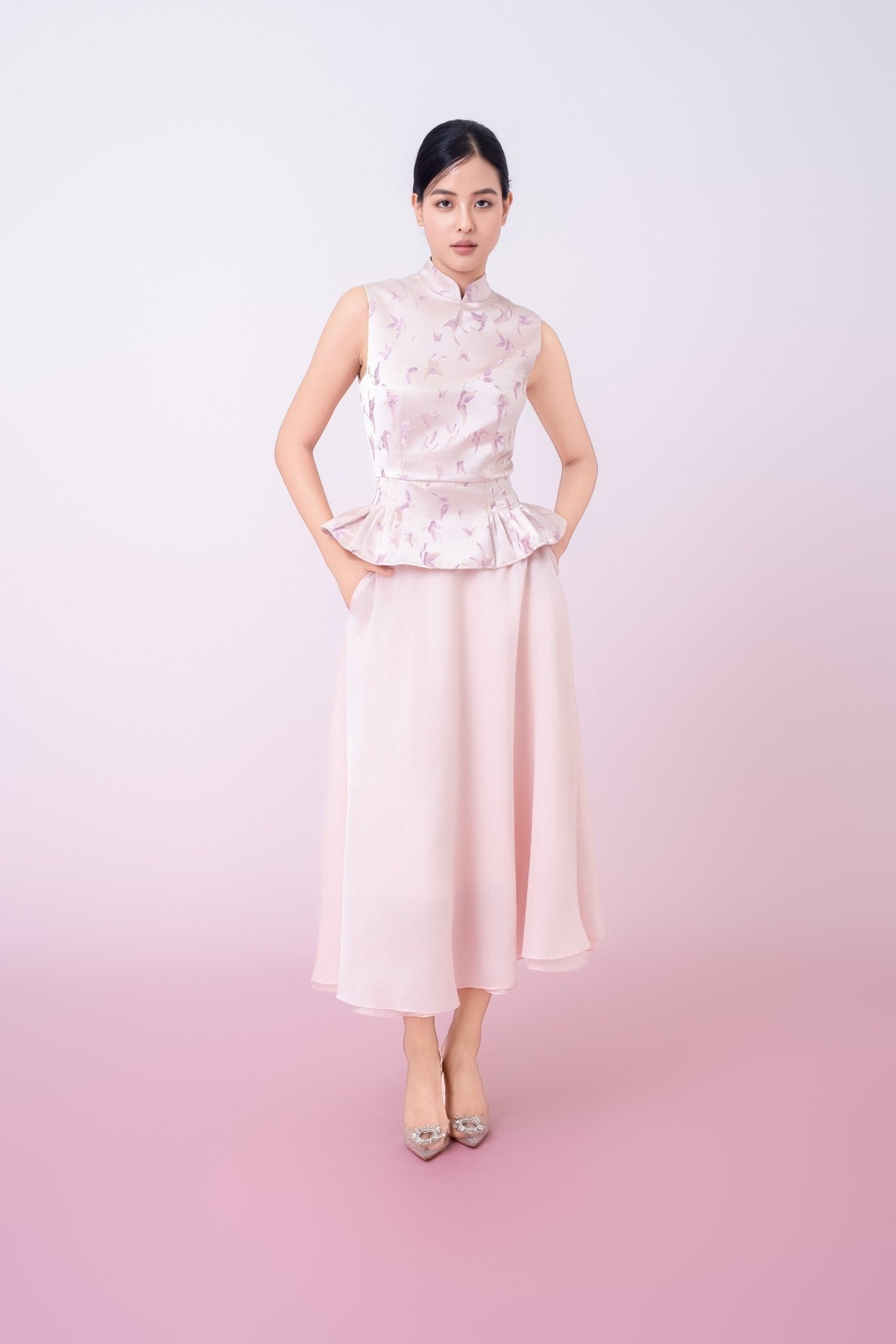 Khalani Pink Mesh A - Line Skirt - Nimisski
