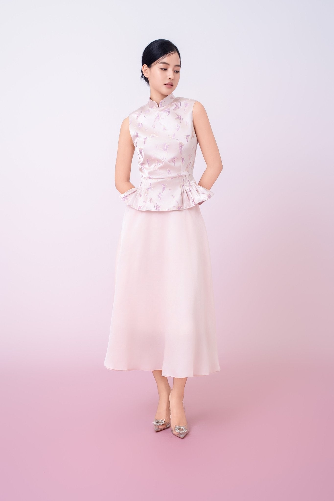 Khalani Pink Mesh A - Line Skirt - Nimisski