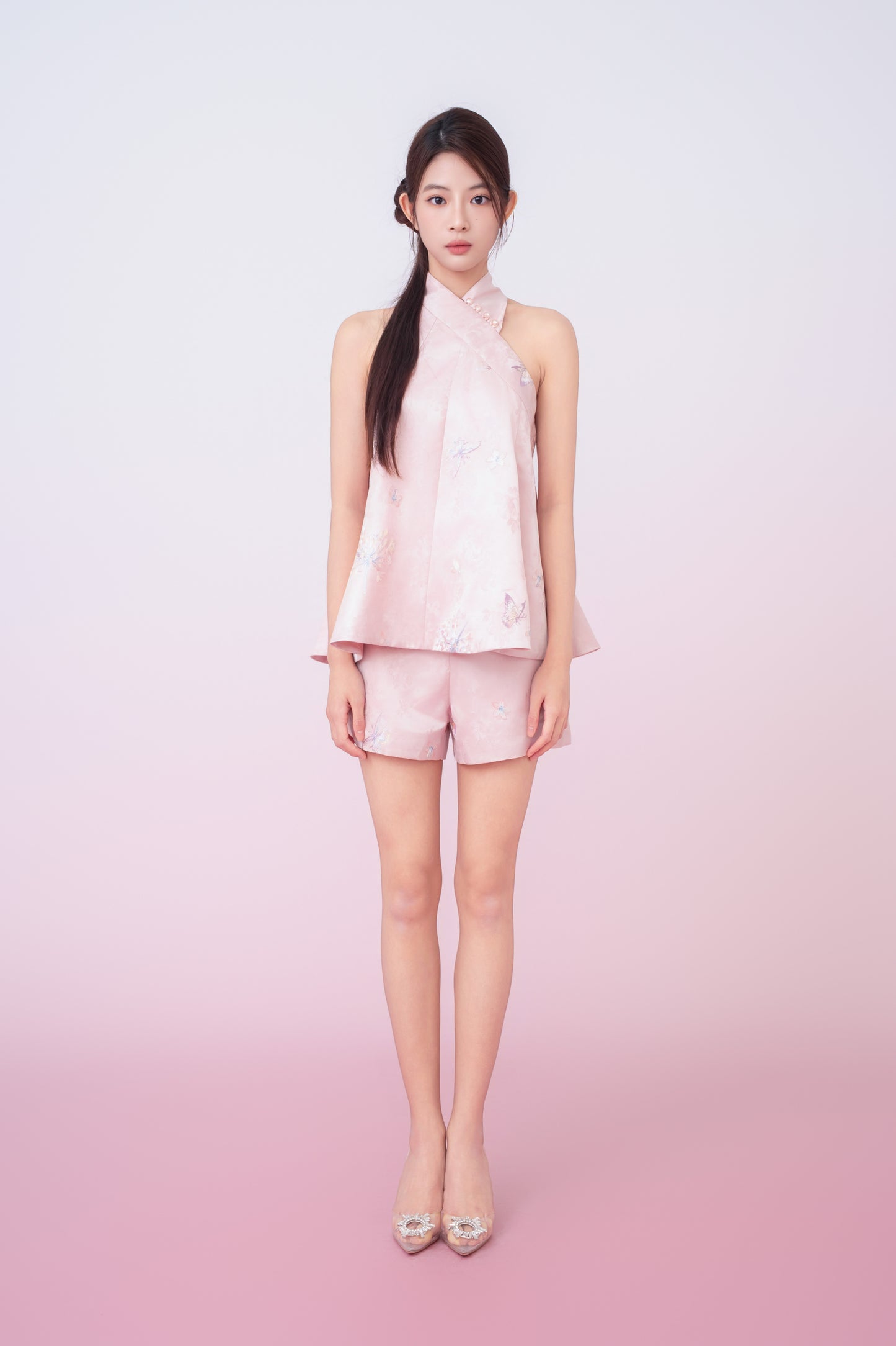 Karlee Blush Pink With Embroidery Shorts