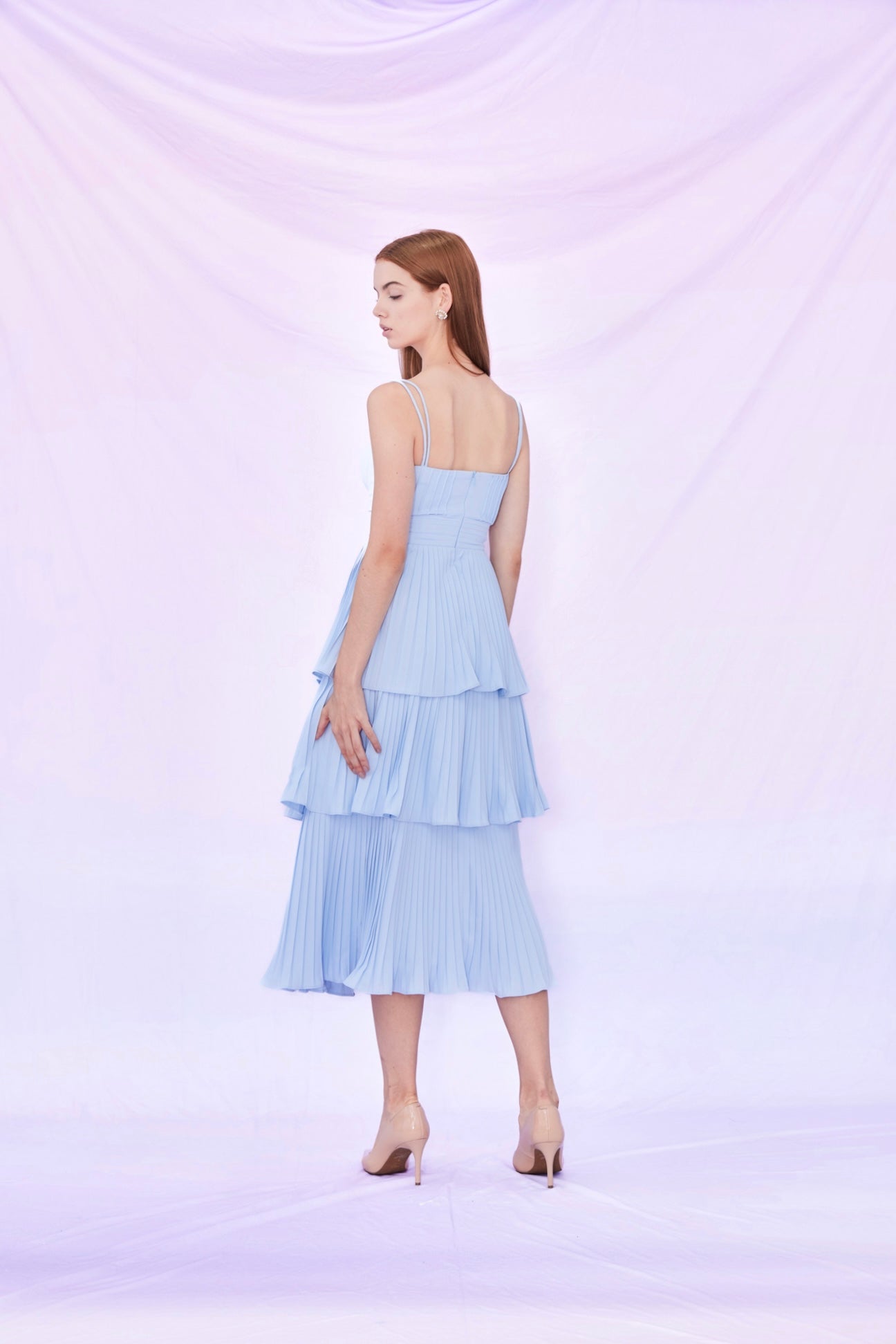 Fay Blue Pleated Tier Dress