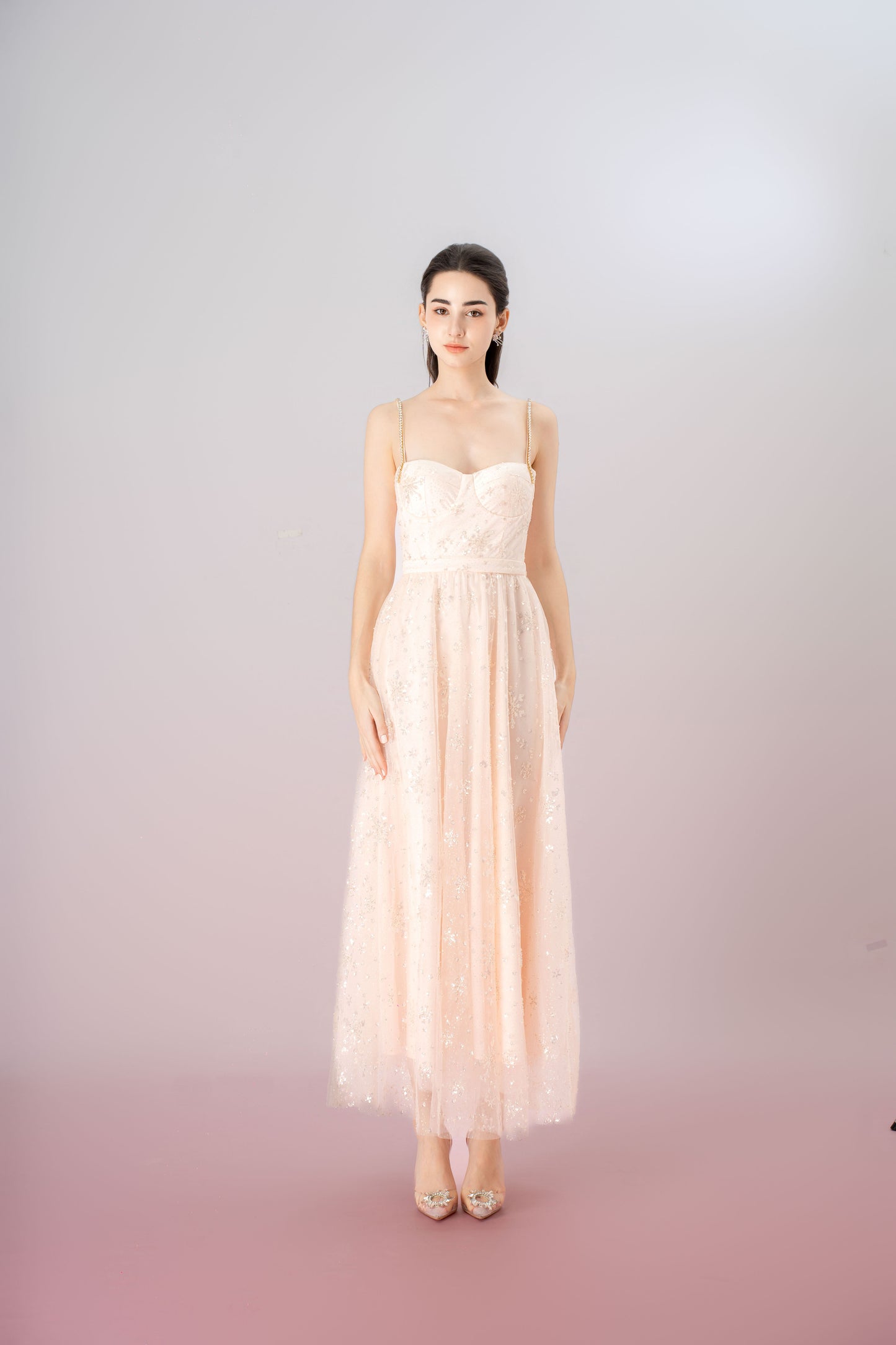 Fronia Pink Snowflake Long Dress